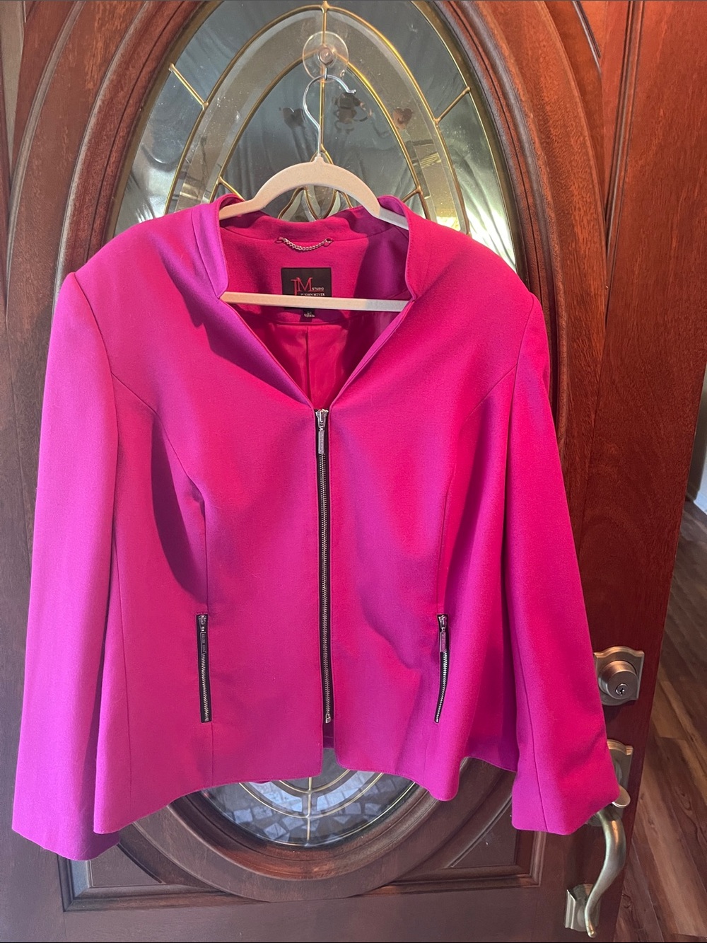 JM Sudio by John Meyer fuchsia, Zip-Front Blazer